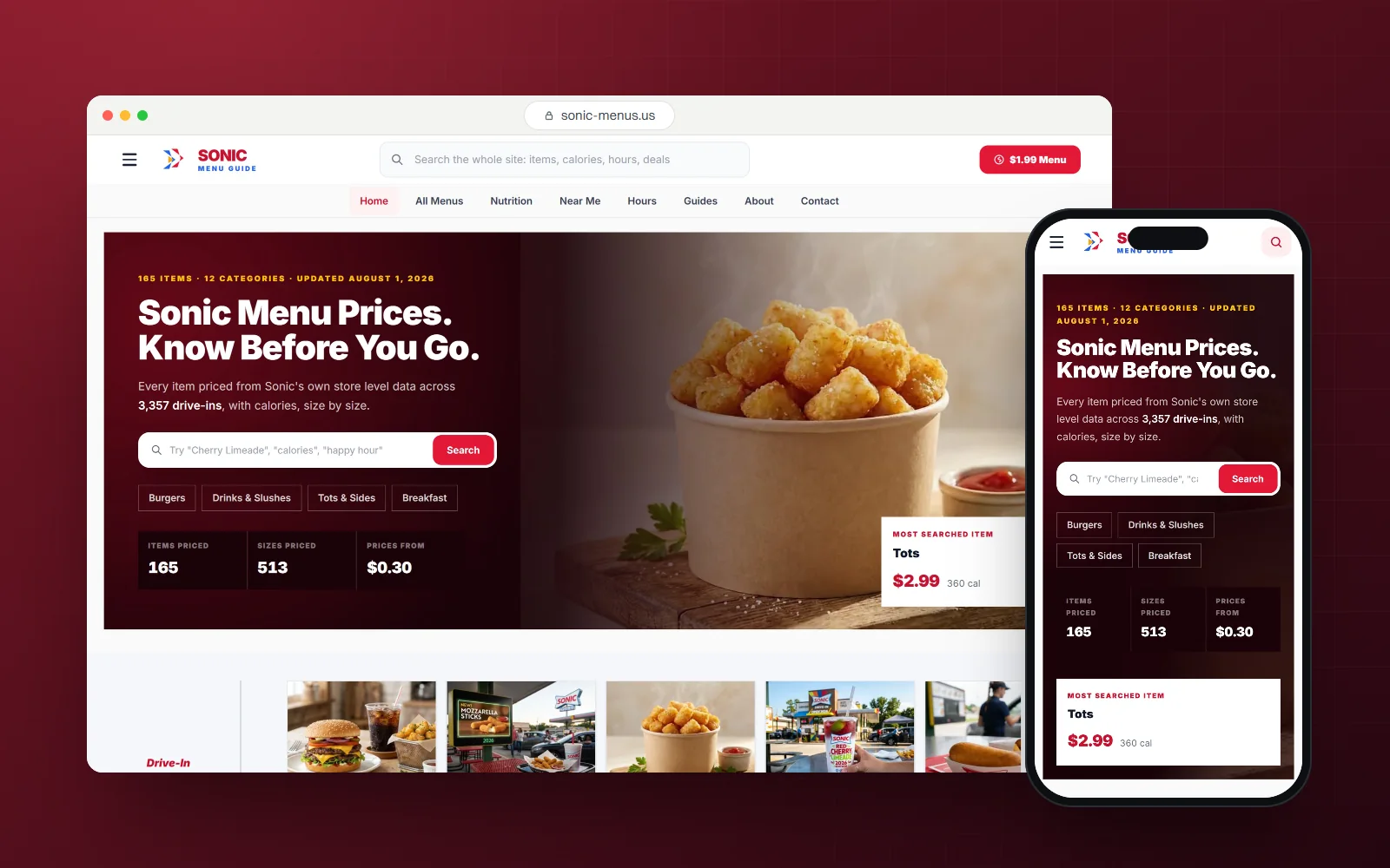 Sonic Menu Guide, content site by GrowAndRank